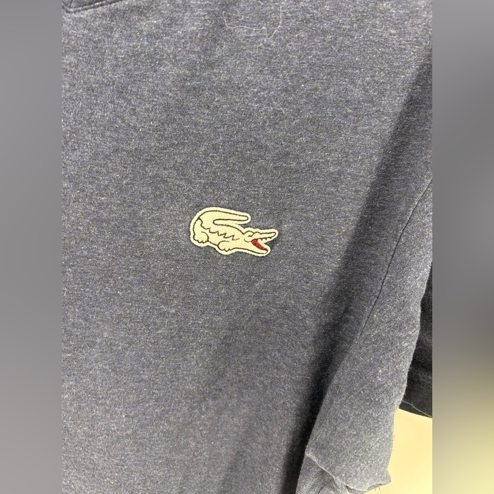 Lacoste Shirt Men’s  XL Fr 6  Blue 100% Cotton V Neck Embroidered Lrg Logo - Picture 2 of 9